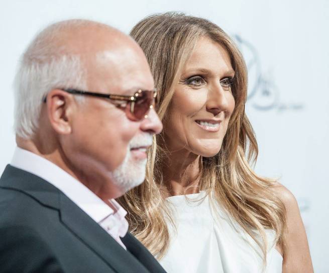 Rene Angelil and Celine Dion arrive at the "Veronic Voices" premiere at Bally's on Friday, June 28, 2013.